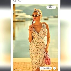 Anthropologie Bardot Olea white vlue floral Sleeveless Ruffle Midi Dress Size 8